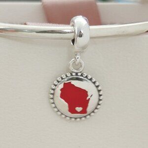 Pandora Wisconsin Map Exclusive Travel Dangle Charm S925 Silver Bracelet Pendant